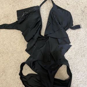 Black bathing suit with back out, never worn bc it fits more like a small